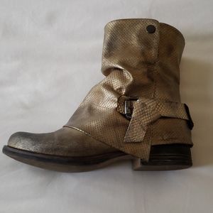 Distressed gold ankle boots